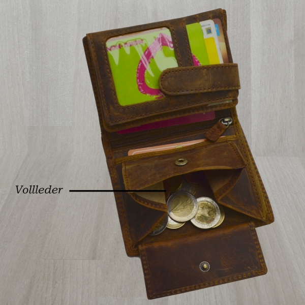 flevado Vintage Wildleder Geldbörse Voll Leder Herren Portemonnaie Hochformat RFID Safe